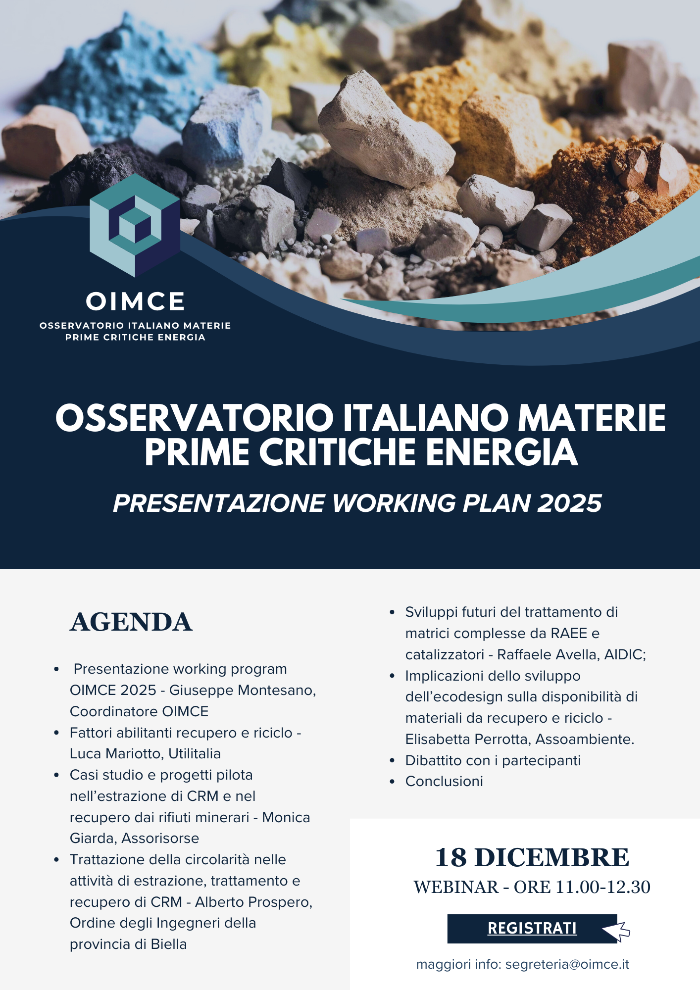 OIMCE - Presentazione Osservatorio Materie Prime Critiche e Working Program 2025